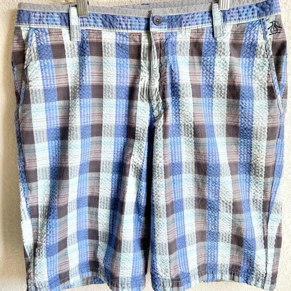Penguin Other - Penguin Original Mens Blue Striped Golf Shorts 34